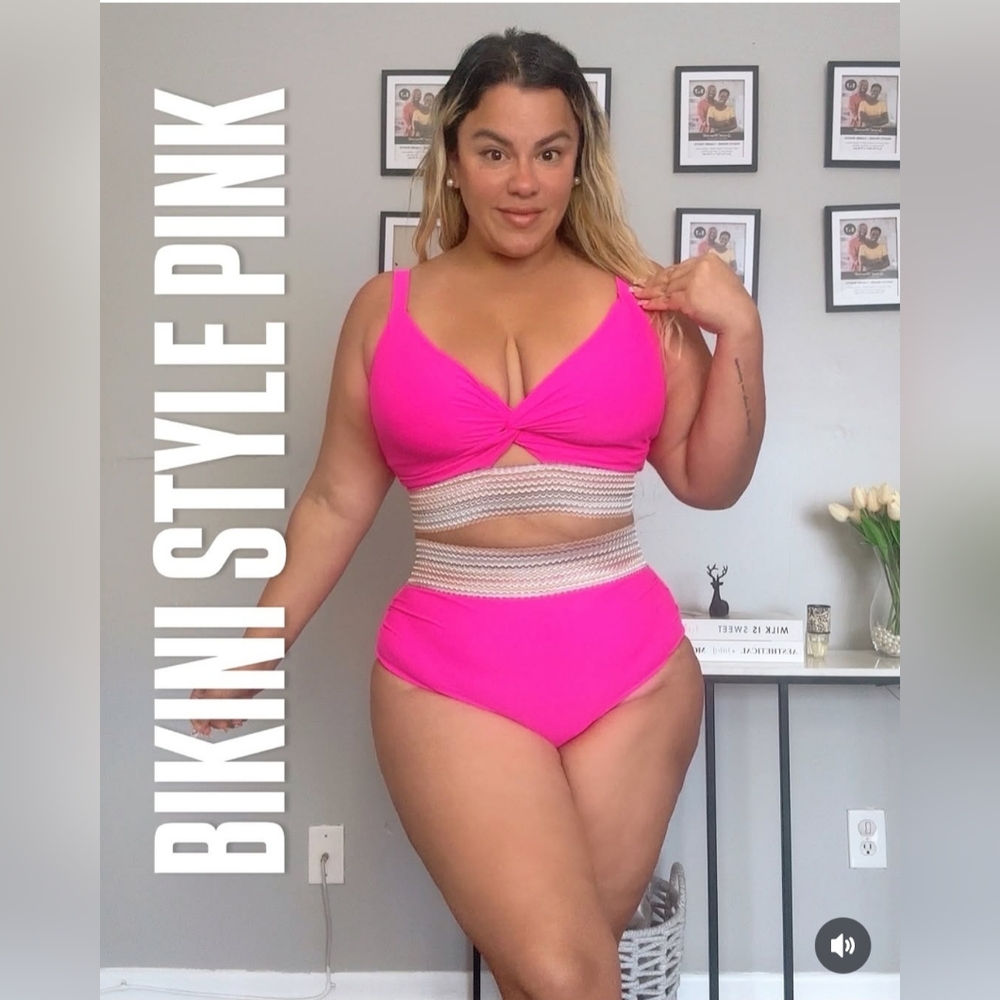 Womens High Waisted Bikini Sets Tummy Control Two Piece Color Block Swimsuits